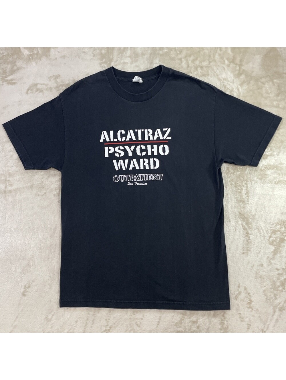 Y2K Alcatraz Psycho Ward Outpatient San Francisco Black Tee Mens Size Large